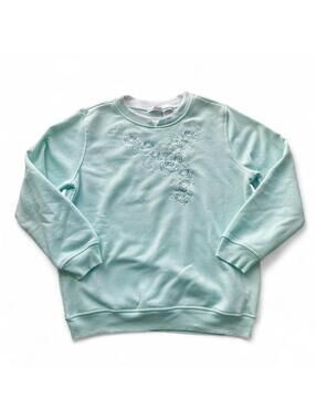 Hasting & Smith light blue 90s vintage sweatshirt embroidered floral design